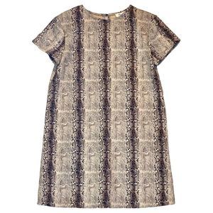 She + Sky Snake Print Mini Shift Dress Short Sleeve Soft Structure Fabric Size S